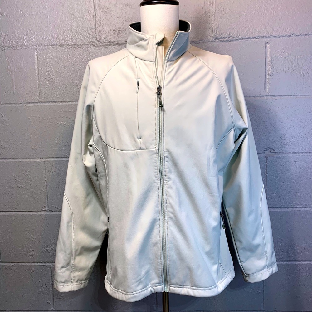 Landway Mens 3XL Soft-Shell Jacket Off-White Fleece Lined Full Zip Mock Neck